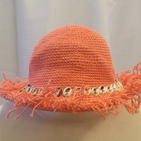 Silly Sarongs Crocheted Shell Fringe Hat watermelon