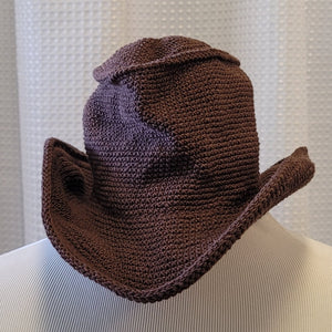 young colors western crocheted cowboy hat dark chocolate