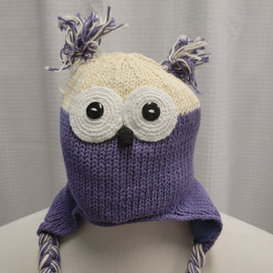 young colors Owl Fleece Lined Hat - Lavender
