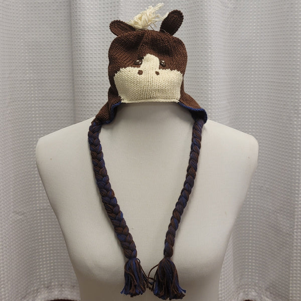young colors Horse Fleece Lined Hat - Brown Blue