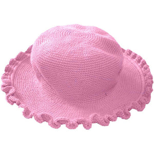 Adult Ruffled Crocheted Brim Hat - Cotton Candy