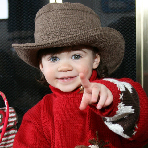Crocheted Cowboy Hat - Dark Chocolate