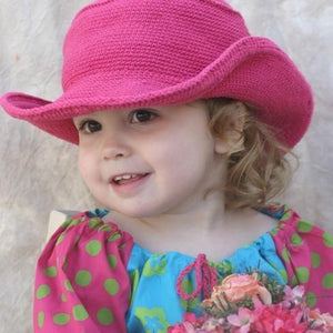 young colors crocheted cowboy hat rose pink