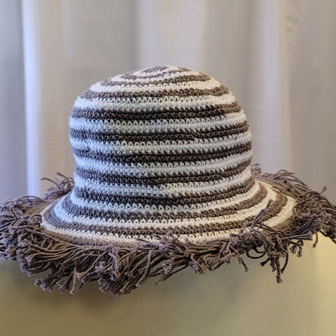 Silly Sarongs Crocheted Stripe Hat - gray