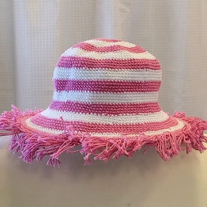 Silly Sarongs Crocheted Wide Stripe Hat bubblegum