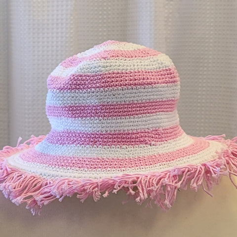 Silly Sarongs Crocheted Stripe Hat cotton candyl