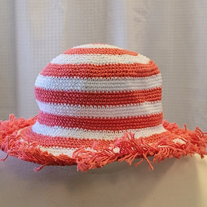 Silly Sarongs Crocheted Wide Stripe Hat watermelon