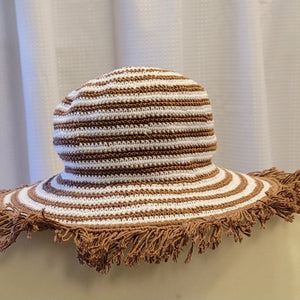 Silly Sarongs Crocheted Stripe Hat milk chocolate