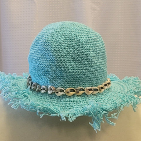 Silly Sarongs Crocheted Shell Fringe Hat  pool