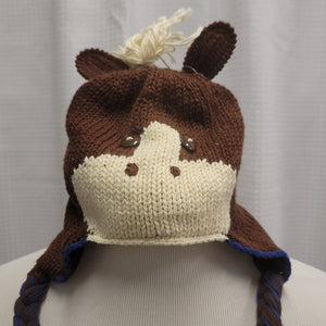 young colors Horse Fleece Lined Hat - Brown Blue
