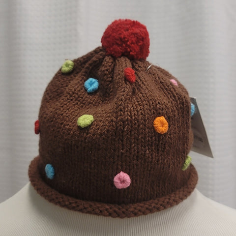 young colors Cupcake Knitted Hat - Chocolate with Sprinkles