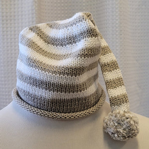 young colors Elf Hat Striped - gray & white
