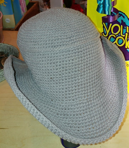 young colors crocheted cowboy hat gray