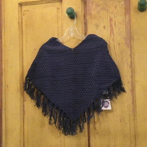 young colors crocheted poncho dark denim