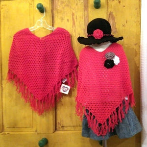 young colors crocheted poncho red