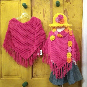 young colors crocheted poncho rose pink