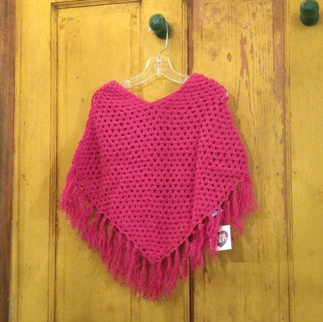 young colors crocheted poncho rose pink