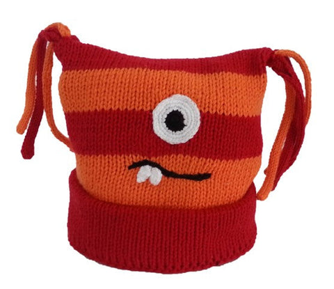 young colors Monster Hat with 1 Eye - Red & Orange