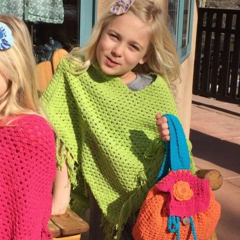 young colors crocheted poncho green apple
