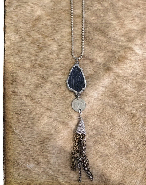 Tooled Tassel Chain Necklace