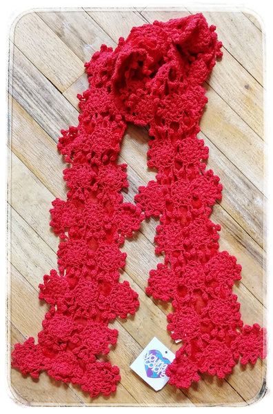 COLORS Crocheted Daisy Floral Scarf red