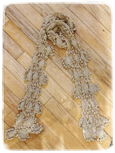 COLORS Crocheted Daisy Floral Scarf taupe