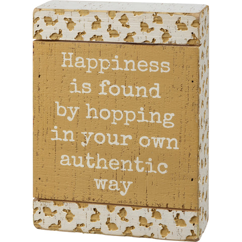 Primitives by Kathy home happiness bunnies block sign
