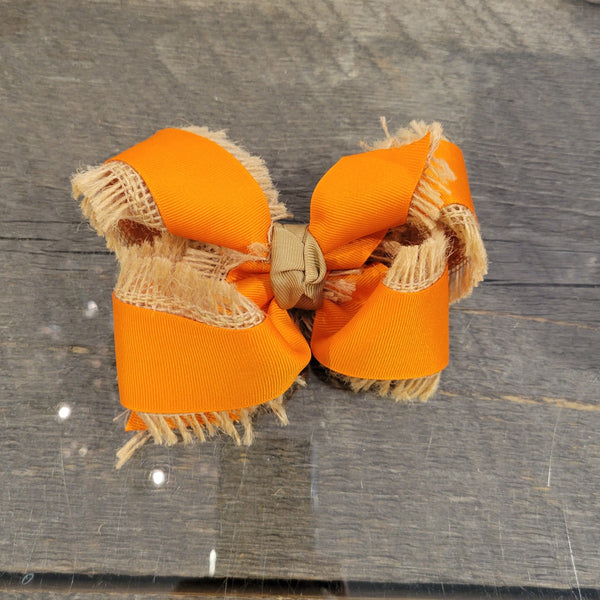 orange burlap bow