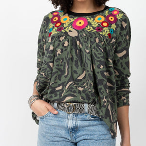 Ivy Jane Leopard Embroidered Knit Top