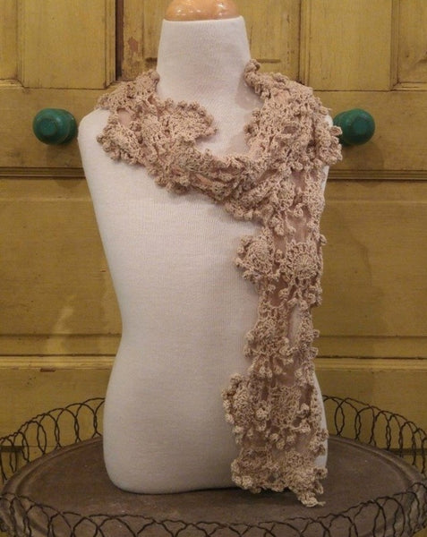 COLORS Crocheted Daisy Floral Scarf taupe