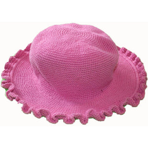 young colors crocheted ruffle brim hat bubblegum