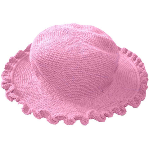 young colors crocheted ruffle brim hat cotton candy