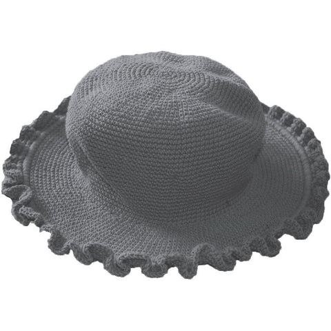 young colors crocheted ruffle brim hat gray