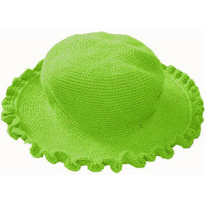 young colors crocheted ruffle brim hat green apple