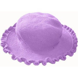 young colors crocheted ruffle brim hat lavender