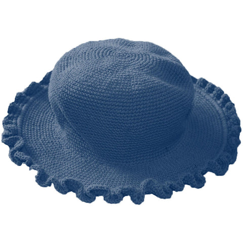 young colors ruffle brim hat vintage blue