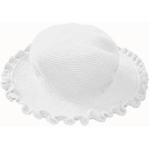 young colors crocheted ruffle brim hat white
