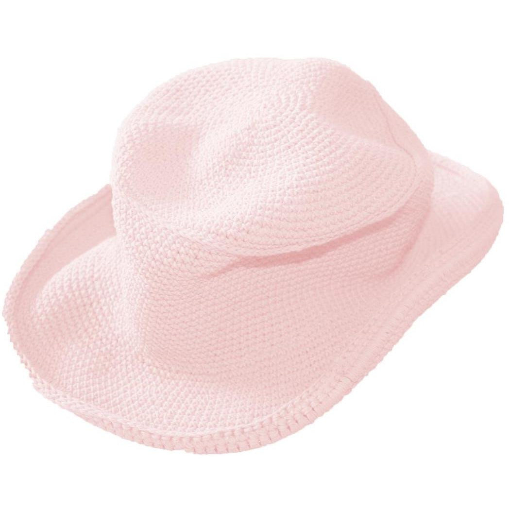 young colors crocheted cowboy hat baby pink