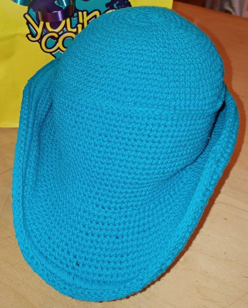Crocheted Cowboy Hat - Turquoise