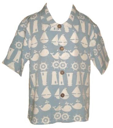Men's Camp Shirt - SS Nautical - Sky Blue