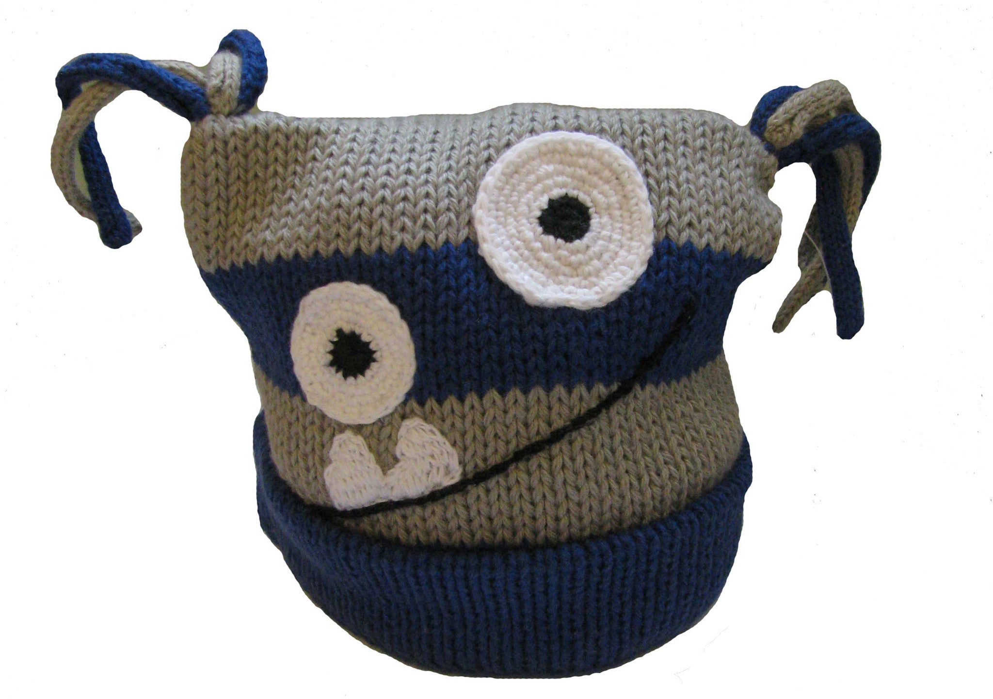 young colors Monster Hat with 2 Big Eyes - Royal Blue & Gray