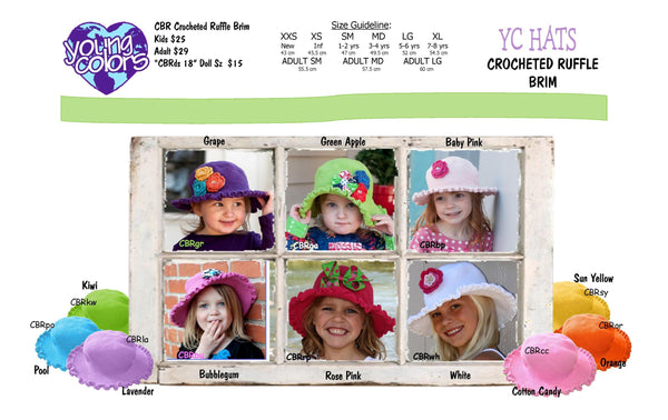 young colors ruffle brim hats